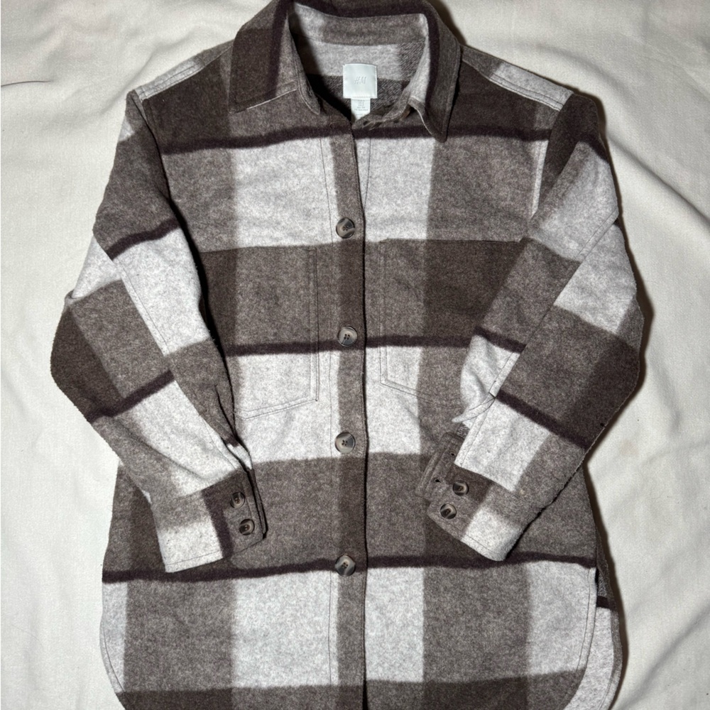 H&M Checkered Shirt in Brown and Cream